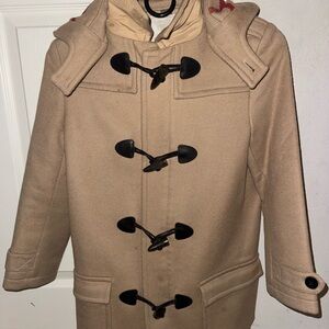 Burberry Kids Tan Wool Toggle Pea Coat